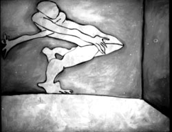 Planar Figure paintings by E.J. Gold were on the walls in one of the first IDHHB reading rooms