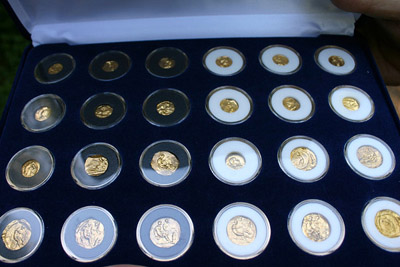 24k Gold Checkers Set by E.J. Gold