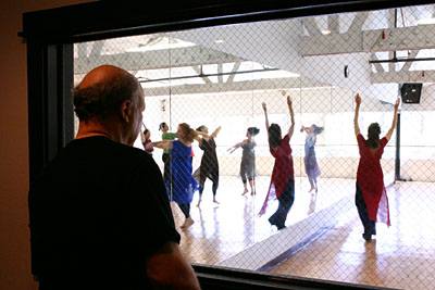 E.J. Gold watching Lori Belilove & Company Dance Clinic at the Isadora Duncan Festival May 2005 at the Grass Valley Center for the Arts