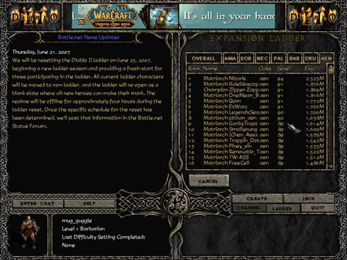 Gorebag at Number 9 on Diablo� Ladder