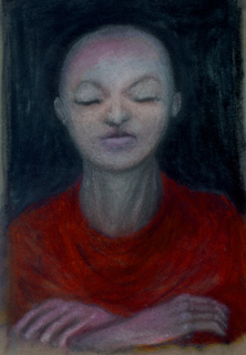 Golden Girl painting by E.J. Gold which is the poster image for the Om Mani Padme Hum Prayer Wheel Project