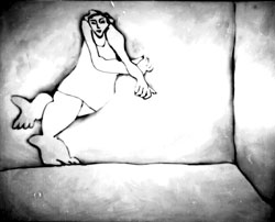 Planar Figure paintings by E.J. Gold were on the walls in one of the first IDHHB reading rooms